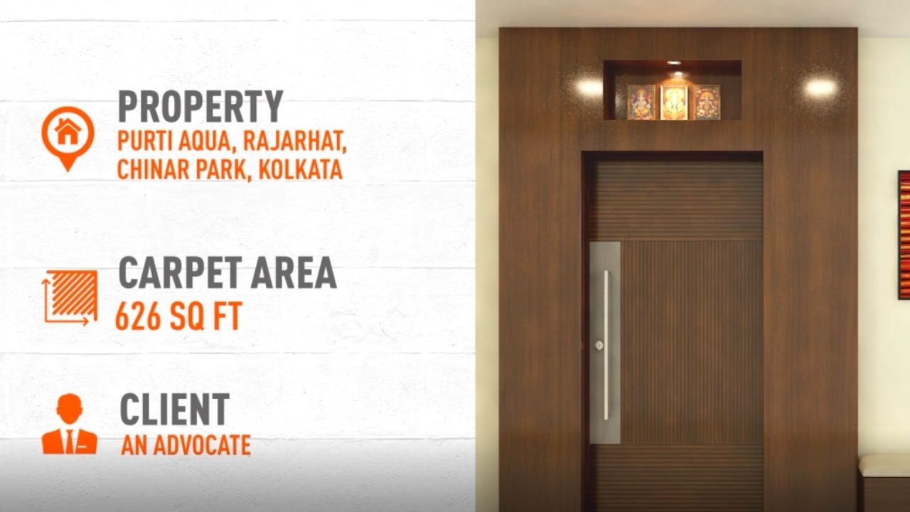 2BHK Flat Interior Design in Purti Aqua Rajarhat, Chinar Park, Kolkata