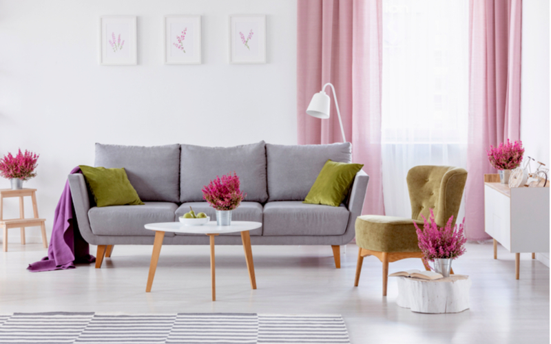 Pink and Grey Living Room