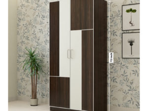 2 Door Wardrobe in Dark Walnut and Ivory White Finish