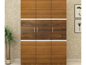 3 Door Swing Wardrobe in Jungle Wood Gloss and Jungle Teak Finish