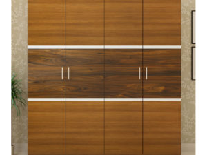 4 Door Wardrobe in Glossy Jungle Teak and Dark Jungle Wood Finish