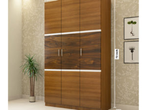 3 Door Swing Wardrobe in Jungle Wood Gloss and Jungle Teak Finish