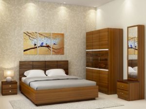 Callum XL Room Package in Glossy Jungle Teak and Dark Jungle Wood Finish