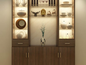 Display Cabinet With 4 Doors – Walnut Finish - In Kolkata