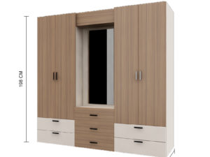 Wardrobe With Drawers – Teakwood & White Finish - In Kolkata